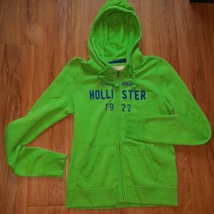 Hollister Lime Navy Zip Up Hoodie